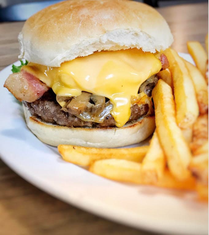 Warren's famous Howland Tiger Burger at Raptis Family Restaurant